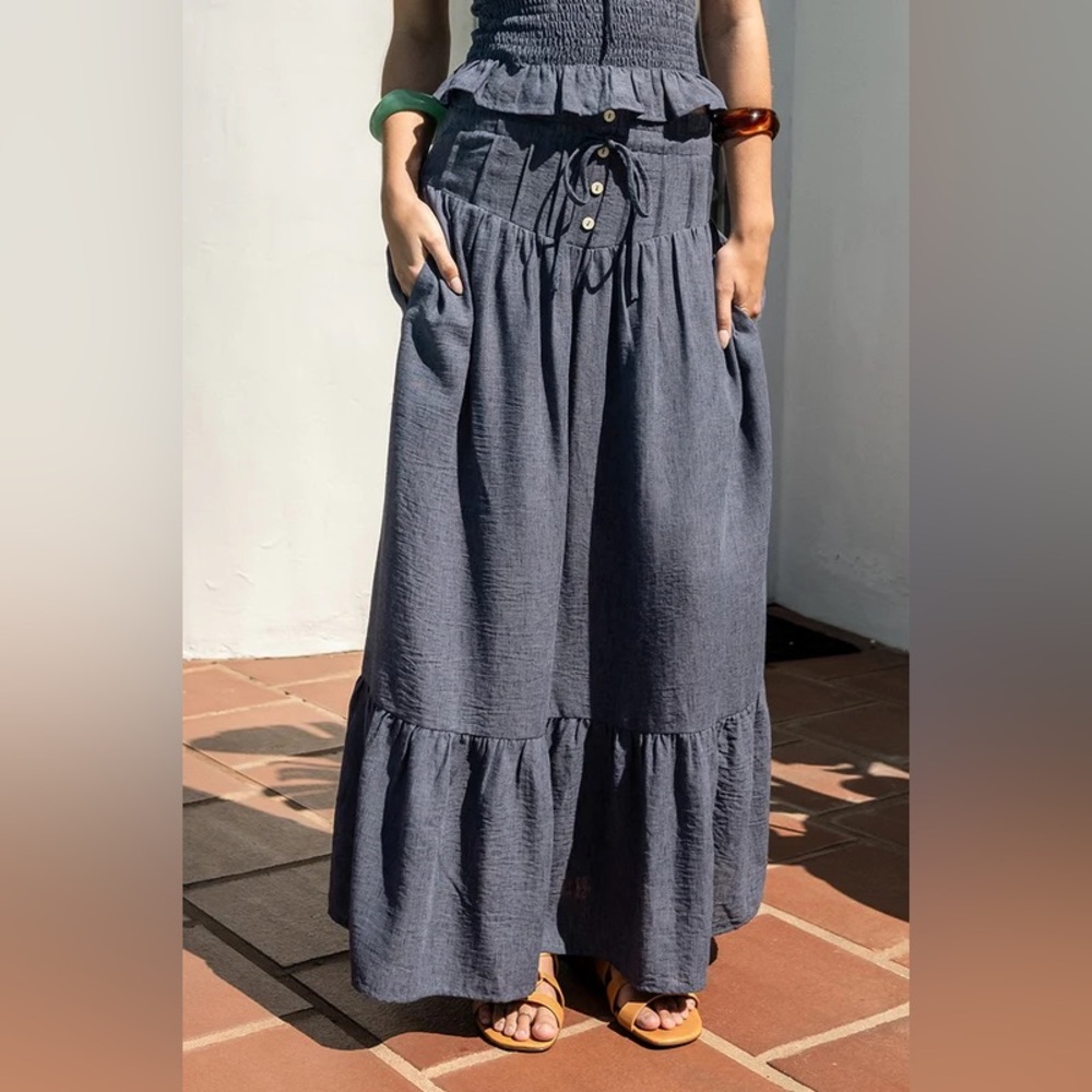 ILLA ILLA Charcoal Blue Maxi Skirt